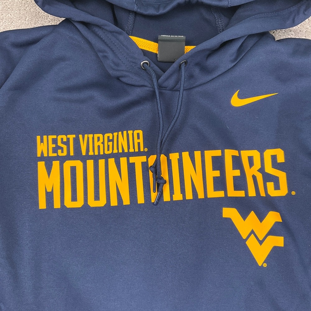 Nike Hoodie Mens XXL Navy Yellow West Virginia Mountaineers Therma Dri-FIT Shirt - Picture 2 of 11